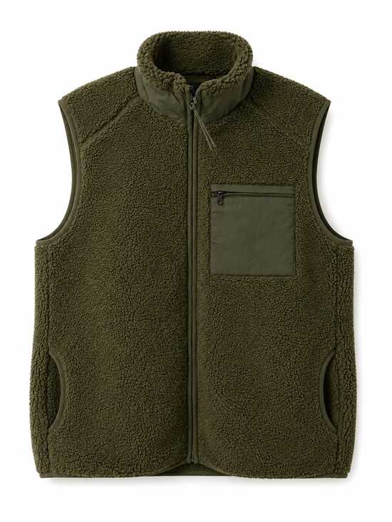 ONLY & SONS Other - ONLY & SONS Olive Green Sherpa Zip Vest